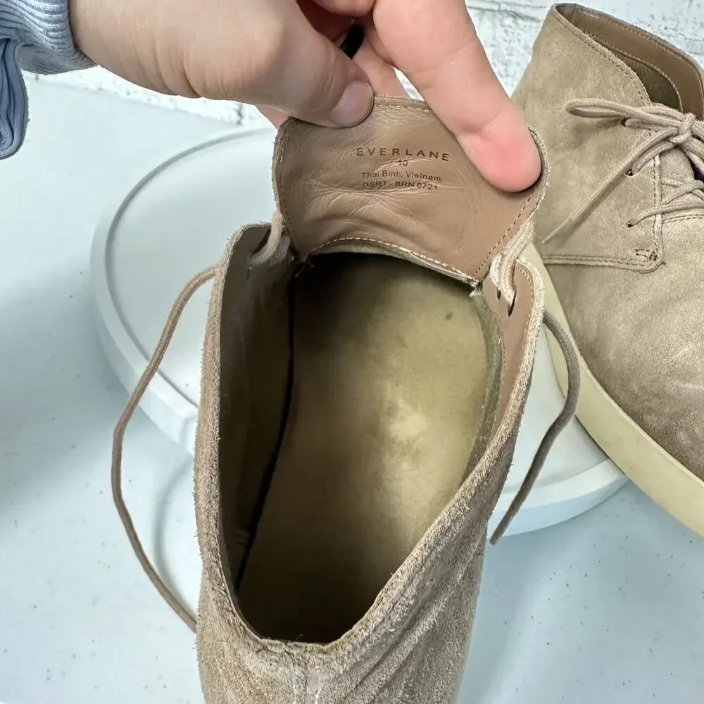 Everlane Desert Boot Pebble Suede Leather Lace Up Shoes Brown 10